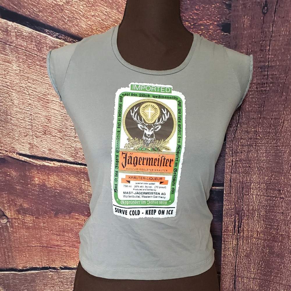 Jagermeister Logo Cropped Grey Shirt Small